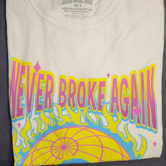 NBA YOUNG BOY - NEVER BROKE AGAIN BLUE FACE-  WHITE LOGO TSHIRT-COOL DESIGN - Picture 2 of 6